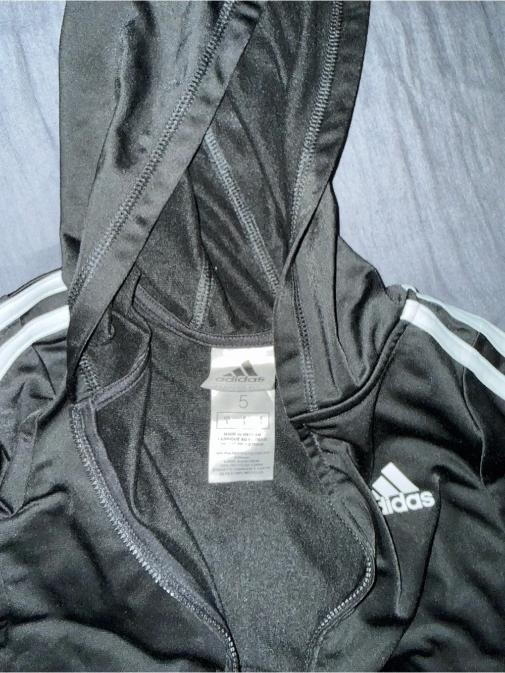 Adidas Black Tracksuit Jacket & Pants with White Stripes  SIZE 5